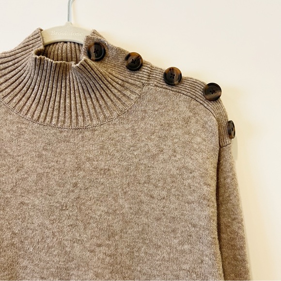 Anthropologie Margarita Tunic Sweater Taupe Mock Neck Knit Pullover Size Medium - Picture 7 of 11